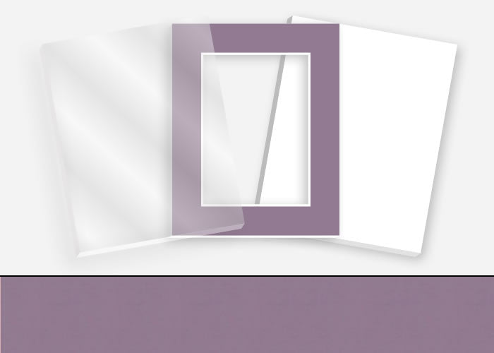 Pkg 094: Acrylic, Foamboard, and Mat #1015 (Grey Violet) with 2 inch Border