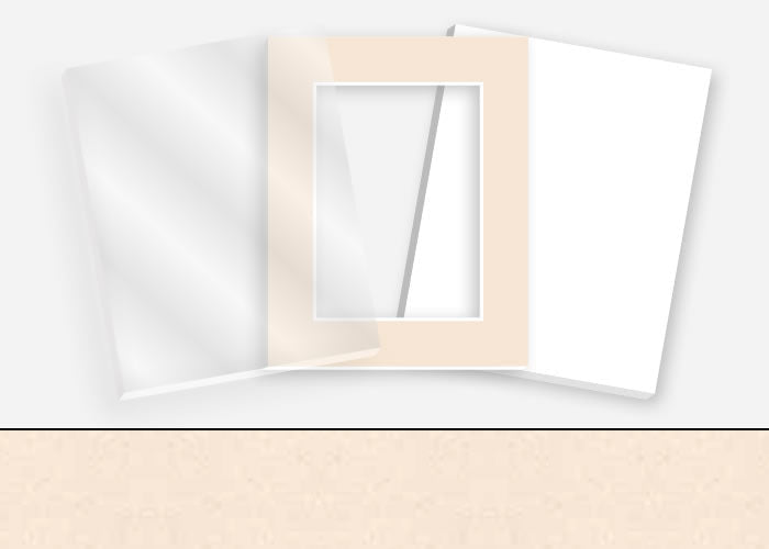 Pkg 015: Glass, Foamboard, and Mat #1028 (Spice Ivory) with 2 inch Border