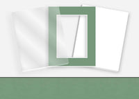 Pkg 056: Glass, Foamboard, and Mat #9535 (Art Deco Green) with 2 inch Border