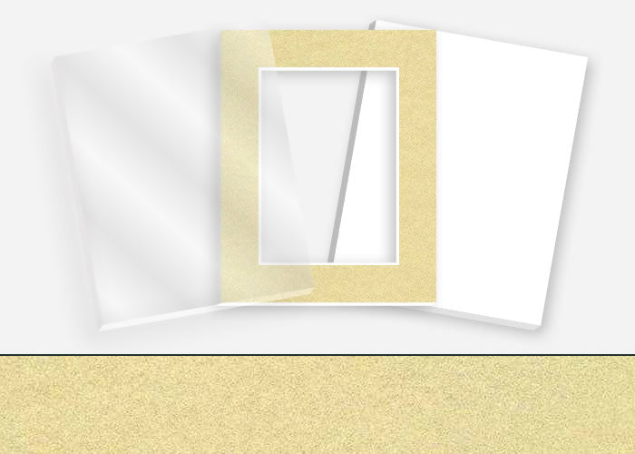 Pkg 171: Glass, Foamboard, and Mat #0967 (Med Gold Flrntn) with 2 inch Border