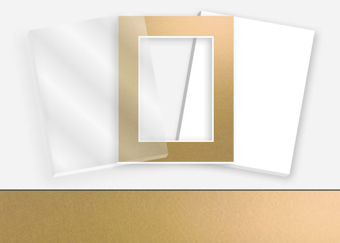 Pkg 180: Acrylic, Foamboard, and Mat #0970 (Gold) with 2 inch Border