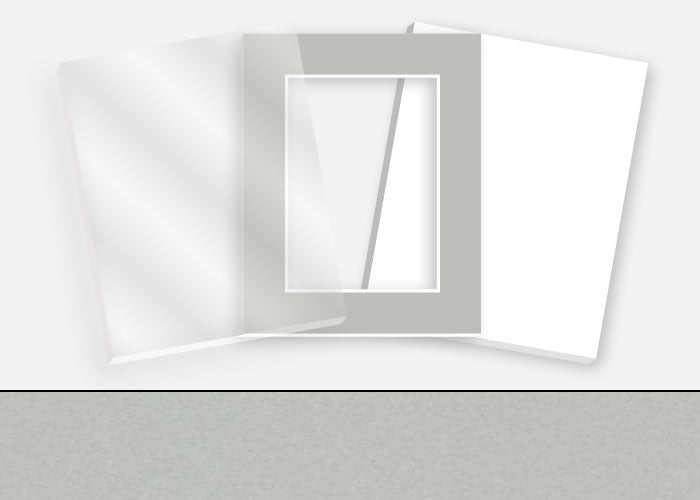 Pkg 156: Acrylic, Foamboard, and Mat #0974 (Dawn Gray) with 2 inch Border