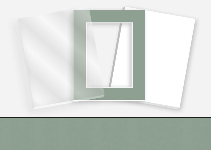 Pkg 061: Glass, Foamboard, and Mat #0978 (Congo Green) with 2 inch Border